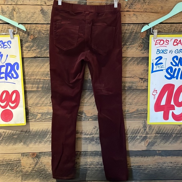 SANDWICH Burgundy Velour Velvet Slim Straight Leg Pants Pull On EU 38 - Picture 2 of 6